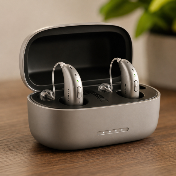 Rechargeable hearing aid charging case