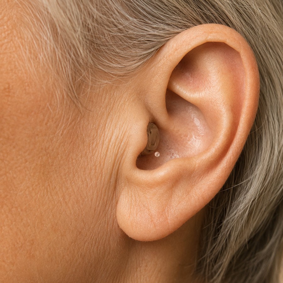 CIC hearing aid inside the ear canal